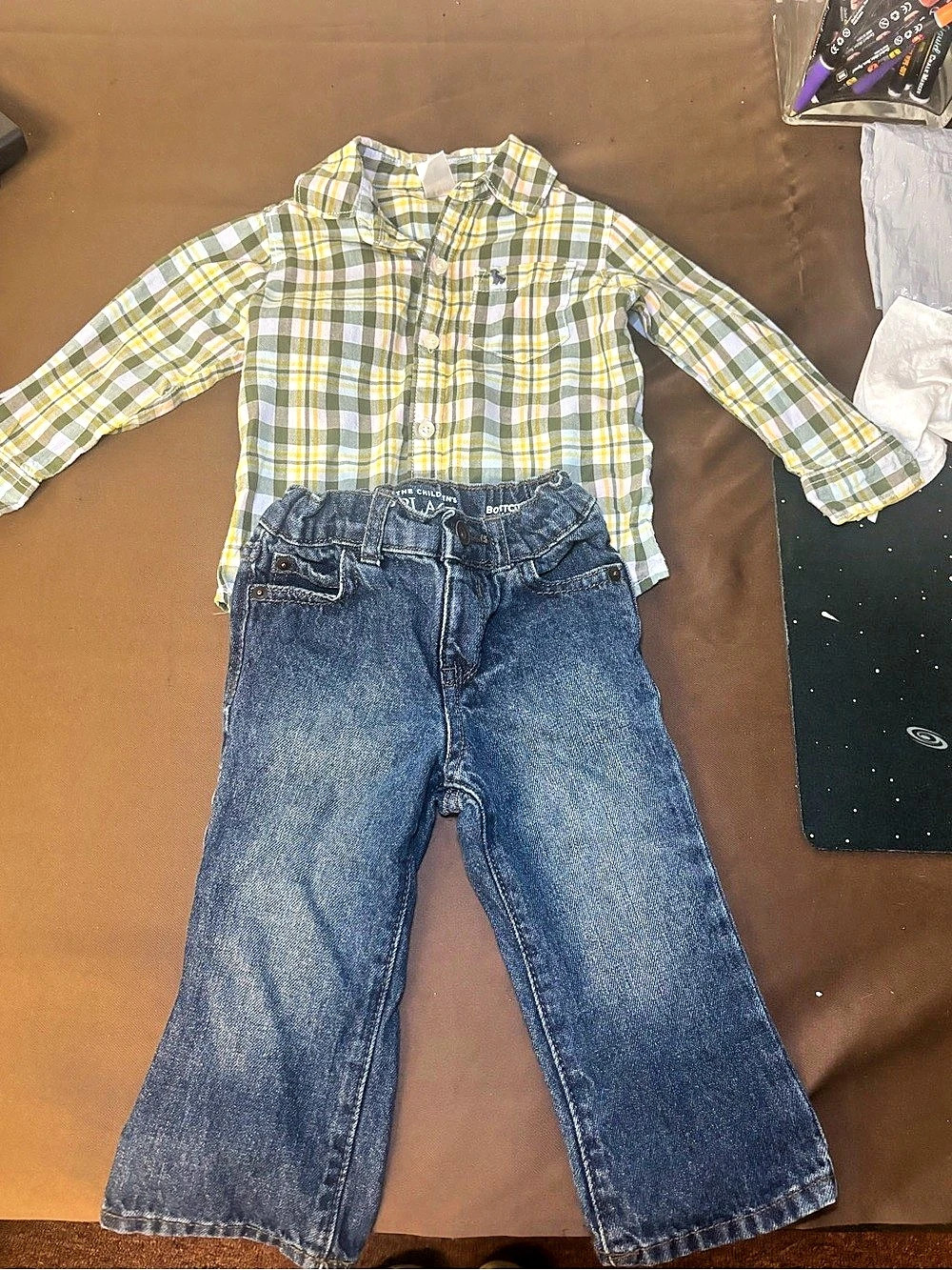 Carter's Baby Plaid Shirt & Jeans Set Size 18M